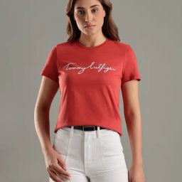 TOMMY HILFIGER Terra Red Logo Regular Fit Cotton T-Shirt-picture-20