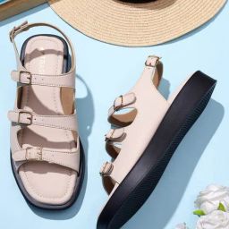 Trase Women's Cream Ankle Strap Wedges-image-36