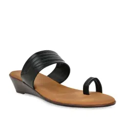 Rocia by Regal Women's Black Toe Ring Wedges-picture-35