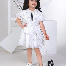 Peppermint Girls White Printed Dress with Sling Bag-picture-5