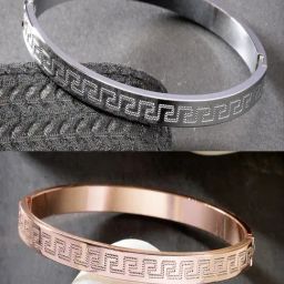 NVR Men Set of 2 Rhodium-Plated Stainless Steel Kada Bracelet-25