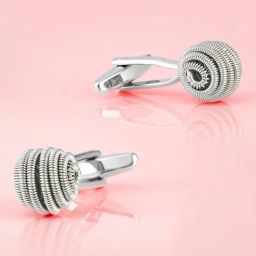 Peora Silver Plated Stainless Steel Spiral Design Round Classic Cufflinks for Men-image-69