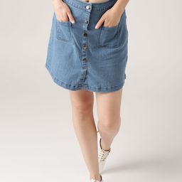 DressBerry Blue Denim A-Line Skirt-image-20