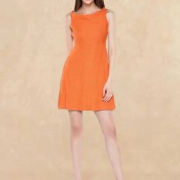 RAREISM Orange Linen Solid Sleeveless Dress-image-19