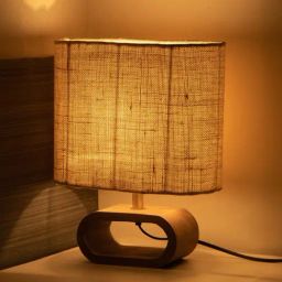 ExclusiveLane Stacked Geometry Brown & Cream Mango Wood Decorative Table Lamp-21