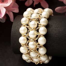 DressBerry Gold-Plated Pearls Studded Adjustable Elasticated Bracelet-21