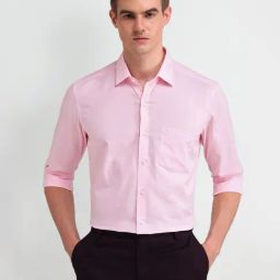 Arrow Pink Cotton Slim Fit Texture Shirt-picture-42