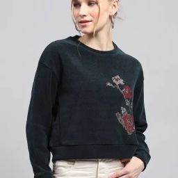 Monte Carlo Green Polyester Blend Printed Full Sleeve Sweatshirt-picture-1