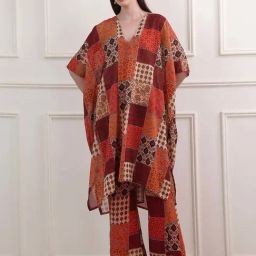 Purvaja Red Regular Fit Printed Co-Ord Set-picture-14