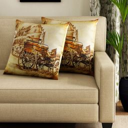 SWAYAM Multicoloured Set of 2 Printed 16" x 16" Square Cushion Covers-3
