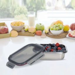 Peggy Oliver Grey & Silver 316 Stainless Steel Rectangular Food Container With Classic Lid (1.2 L)-15