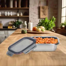 Peggy Oliver Grey & Silver 316 Stainless Steel Rectangular Container With Locking Lid (1.3 L)-image-26