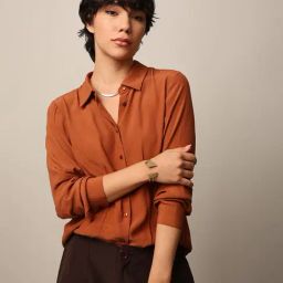 Only Brown Viscose Regular Fit Shirt-image-88