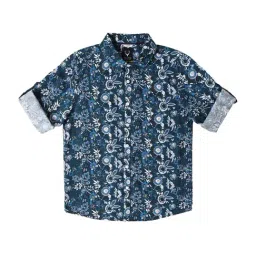 Allen Solly Junior Navy Floral Print Full Sleeves Shirt-picture-13
