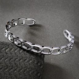 NVR Men Silver-Plated Metal Cuff Bracelet-41