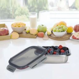 Peggy Oliver Grey & Silver 316 Stainless Steel Square Food Container With Classic Lid (1.45 L)-28