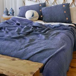 Nautica Ocean Ripples Blue 350 TC Cotton King Bedsheet with 2 Pillow Covers-image-38