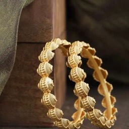 Priyaasi Set Of 2 Gold-Plated Textured Bangles-31