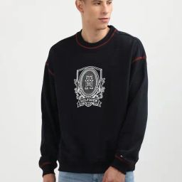 Tommy Hilfiger Navy Cotton Slim Fit Logo Printed Pullover-43