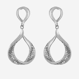 Kushal's Fashion Jewellery Rhodium-Plated Contemporary Zircon Studded Drop Earrings-picture-26