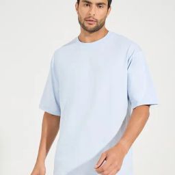 Styli Light Blue Oversized Printed T-Shirt-image-38