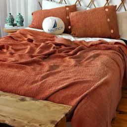 Nautica Ocean Ripples Rust 350 TC Cotton King Bedsheet with 2 Pillow Covers-image-4