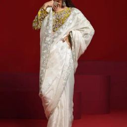 Libas Art Off-White Embellished Saree With Unstitched Blouse-image-26