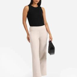 Blissclub Beige Cotton Regular Fit Trouser-image-3