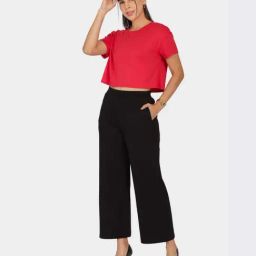 BlissClub Black Plain Mid Rise Pants-image-22
