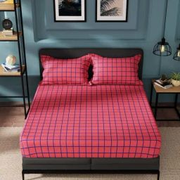 Nautica Northsail Red 150 TC Cotton King Bedsheet with 2 Pillow Covers-image-17