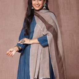 Fabindia Brown Wool Regular Fit Woven Stole-14