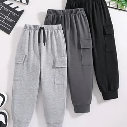 YK X Trampoline Kids Pack Of 3 Relaxed Cargos Trousers-picture-27