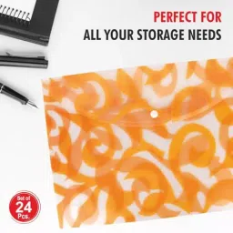 POLEN Fullscape Folder File 18 Microns Poly Plastic Button Bag Traditional Design Multicolor (Pack of 24) image 2