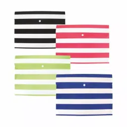 POLEN Fullscape Folder File 18 Microns Poly Plastic Button Bag Stripe Pattern design Multicolor (Pack of 24) image 2