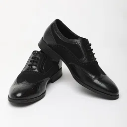 SnitchMen Black Textured Oxford Formal Shoes-image-44
