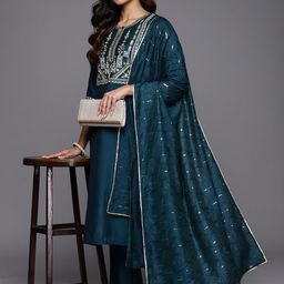 Libas Women Floral Yoke Design Regular Kurta with Trousers  With Dupatta-picture-15