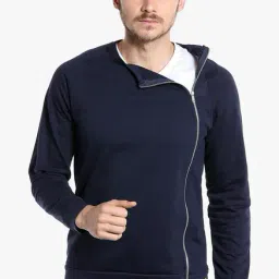 Campus Sutra Navy Cotton Full Sleeves Sweatshirt-image-5
