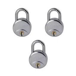 Jainson Locks Solid 77 mm Mild Steel Chrome Plated Finish 4 Keys Padlock-20