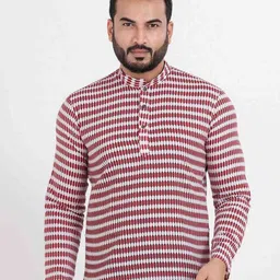Sultan The King Of Kurta Geometric Printed Mandarin Collar Straight Cotton Short Kurta-image-75