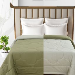 MallowWorld Green Geometric Microfiber Mild Winter 150 GSM Double Bed Comforter-image-46