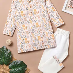 Desi Soota Boys Ethnic Motifs Printed Regular Pure Cotton Kurta with Pyjamas-image-41