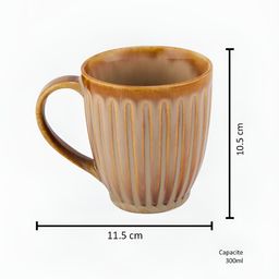 Fabindia Maitri Brown Textured Dishwasher & Microwave Safe Glossy Ceramic Glossy Mug-image-99