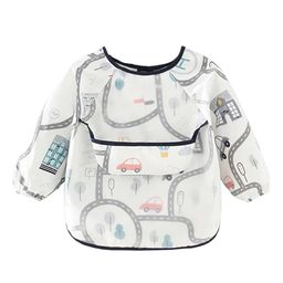 SYGA City Road Printed Waterproof Feeding Bib With Sleeves - White Black-image-28