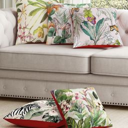 SEJ by Nisha Gupta Set of 5 Abstract Premium Cushion Covers - Green-21