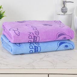 Jars Collections 100% Microfiber  Super Soft Baby Bath Towel Cartoon Print Set of 2 - Multicolor-4