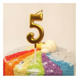 Bubble Trouble Numerical Cake Topper Candle Number 5 - Golden-6