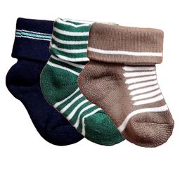 NEXT2SKIN Pack Of 3 Striped Soft Cotton Socks - Navy Blue Green & Fawn-picture-22