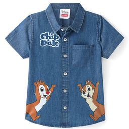 Babyhug Disney Denim Half Sleeve Shirt with Chip'n Dale Graphics -Blue-image-77
