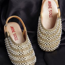 Mine Sole Pearl Detailing Half Cut Sandal - Gold-image-84