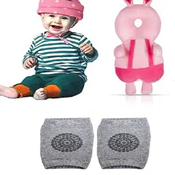 NeonateCare Baby Helmet(Pink Star) Baby Head Protection Cushion Backpack(Pink Rabbit Head protector) With Knee pad(multicolor) pack of 3 utility items( color and design may vary)-picture-11